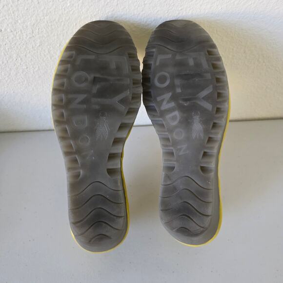 Fly London Yellow Leather Mary Jane Wedge Shoes Women Size 41 Comfort Cutout - Picture 11 of 15